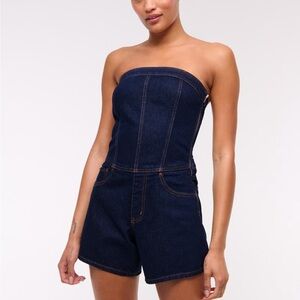 NWT Abercrombie and Fitch Jean Strapless Short Romper Size Medium